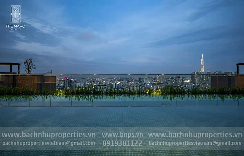 Tiện ích the MarQ nổi bật với hồ bơi vô cực ngắm trọn thành phố lung linh ánh đèn vào buổi tối