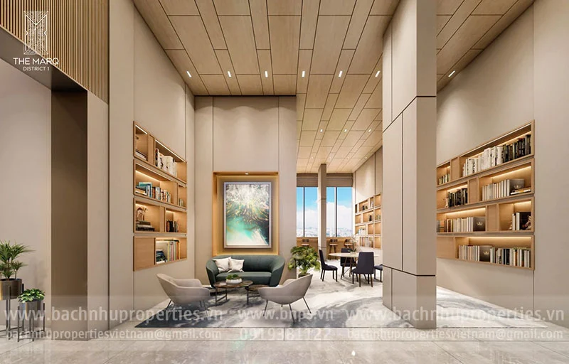 Tiện ích the marq nổi bật với phòng thư viện dành cho giới trí thức