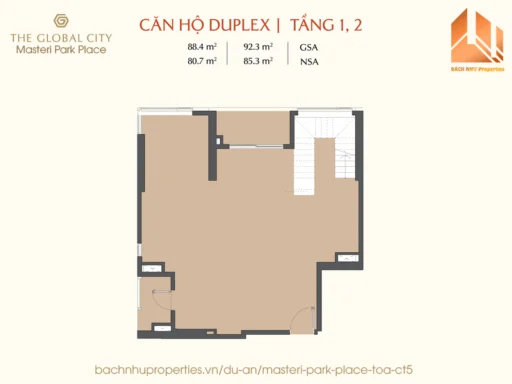 Mặt bằng căn hộ Duplex Masteri Park Place CT5
