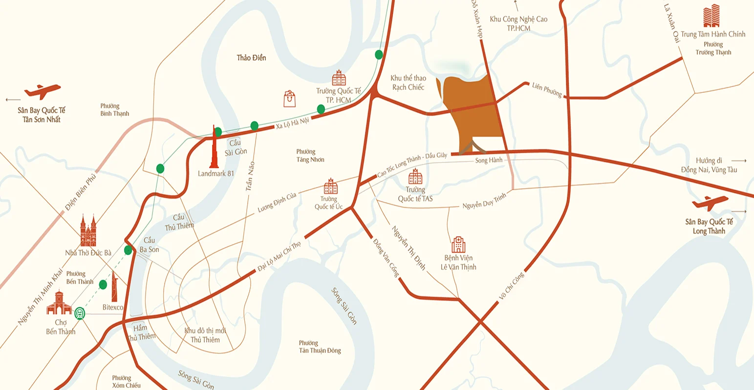 Vị trí Masteri Park Place Tòa CT5 The Global City