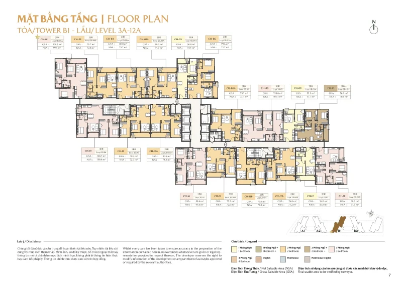 Phân tích mặt bằng Masteri Park Place tầng 16 - 26 tòa B1: Tầm nhìn "Kim Cương"