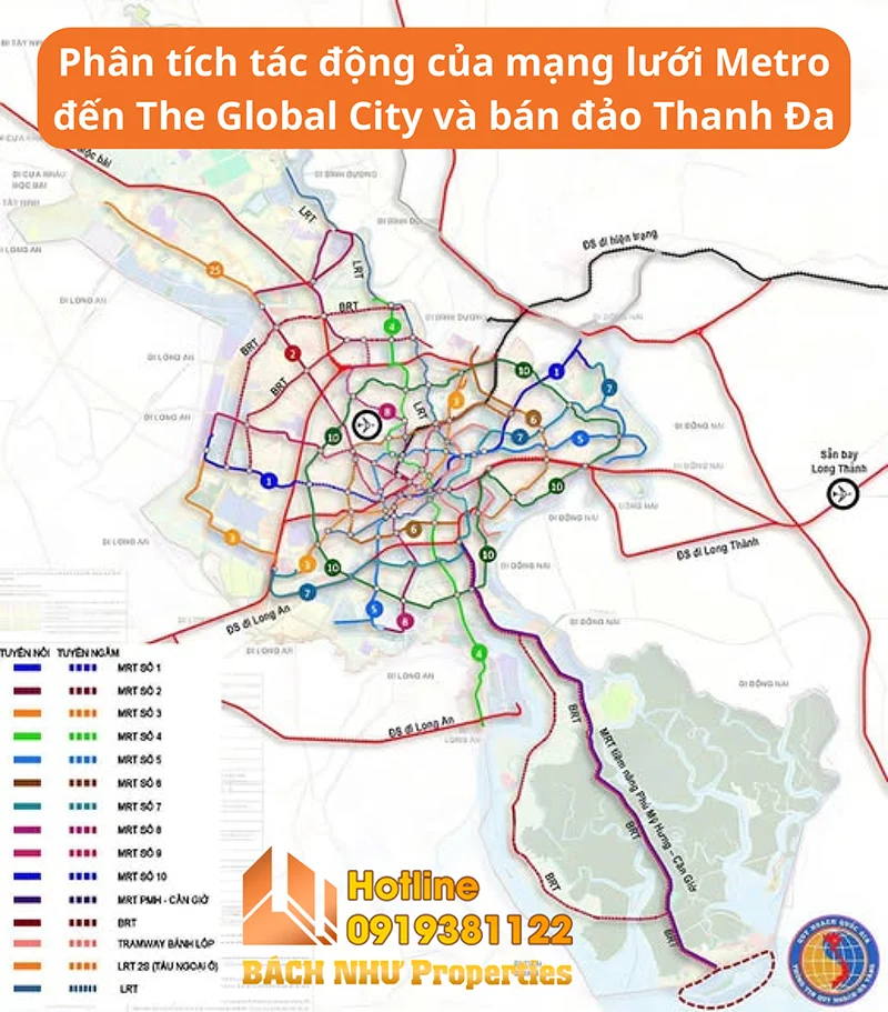 Phân tích tác động của mạng lưới Metro đến The Global City và bán đảo Thanh Đa - Bách Như Properties
