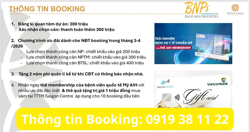 Thông tin Booking Senturia An Phú 0919381122 - Bách Như Properties - BNPs