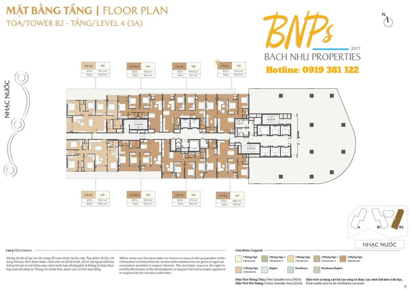 Mặt bằng tầng 4 CT3 The Global City Tòa B2 - Bách Như Properties - BNPs