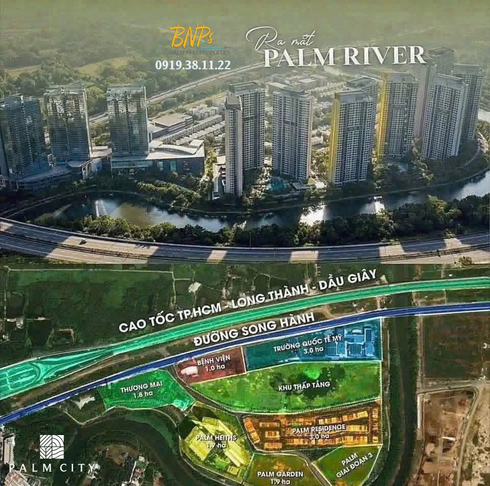 Vị trí "vàng" ba mặt sông của KĐT Palm City