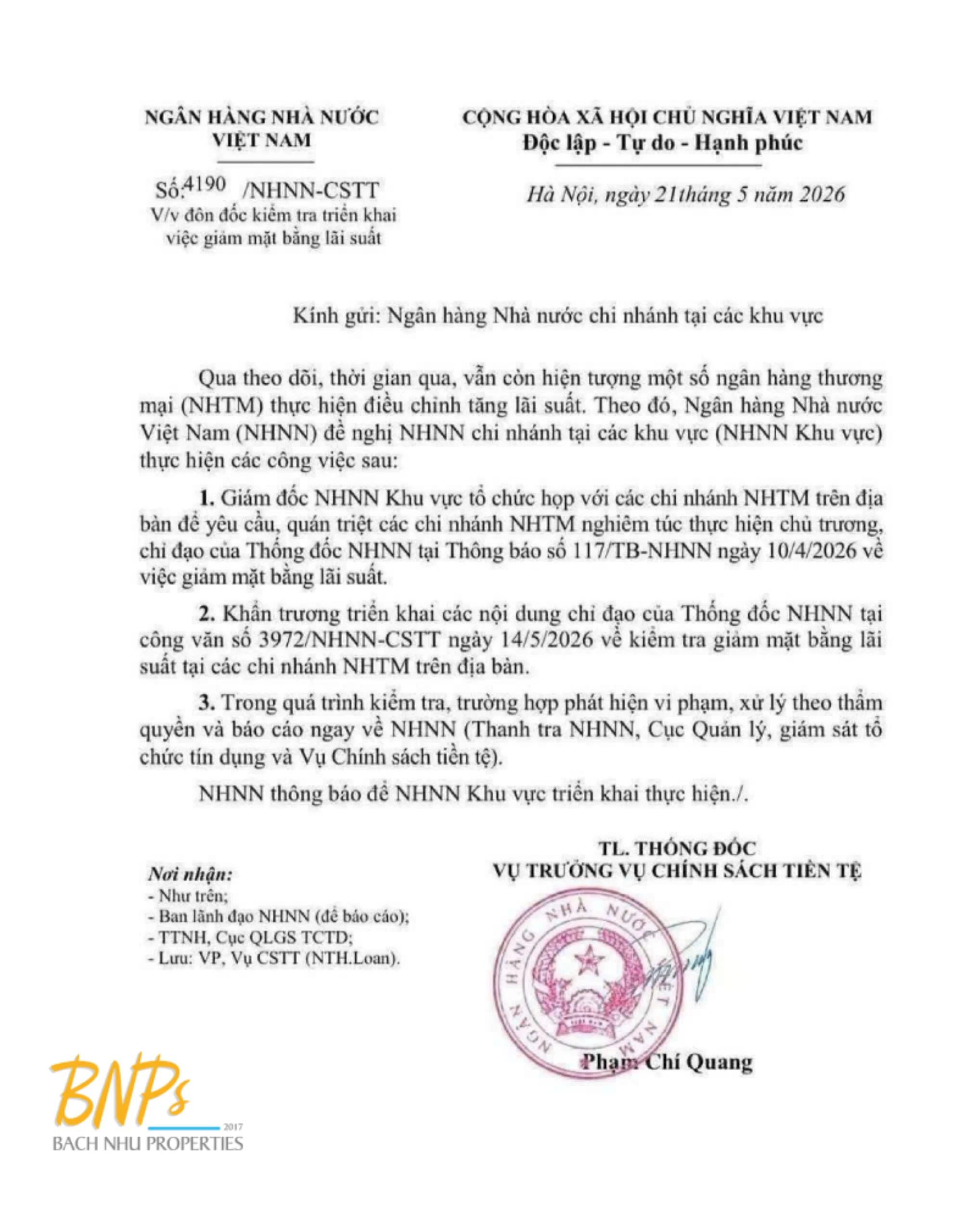 Lý do thúc đẩy triển vọng hạ nhiệt lãi suất T5/2026 - Bách Như Properties - BNPs