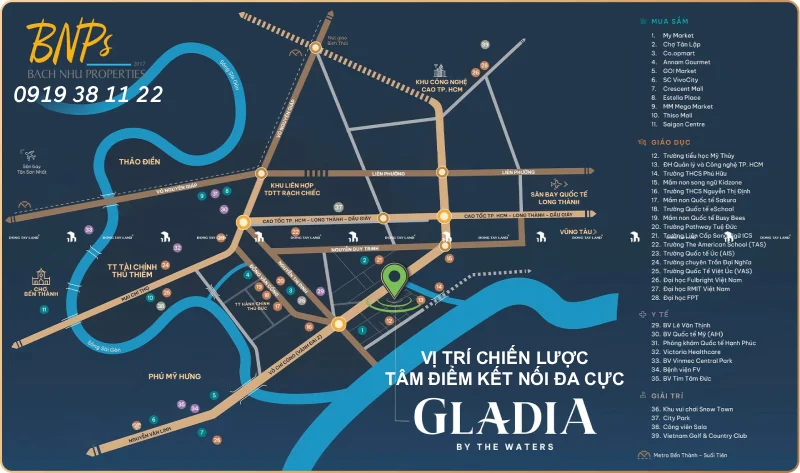 Vị trí chiến lược của căn hộ Gladia by The Waters – Tâm điểm kết nối đa cực - Bách Như Properties - BNPs