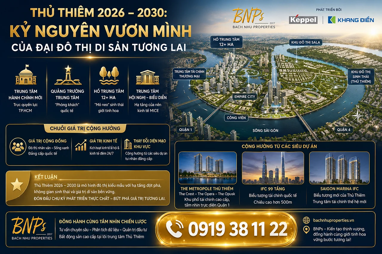 Thủ Thiêm 2026 – 2030 Kỷ nguyên vươn mình của đại đô thị di sản tương lai - Bách Như Properties - BNPs