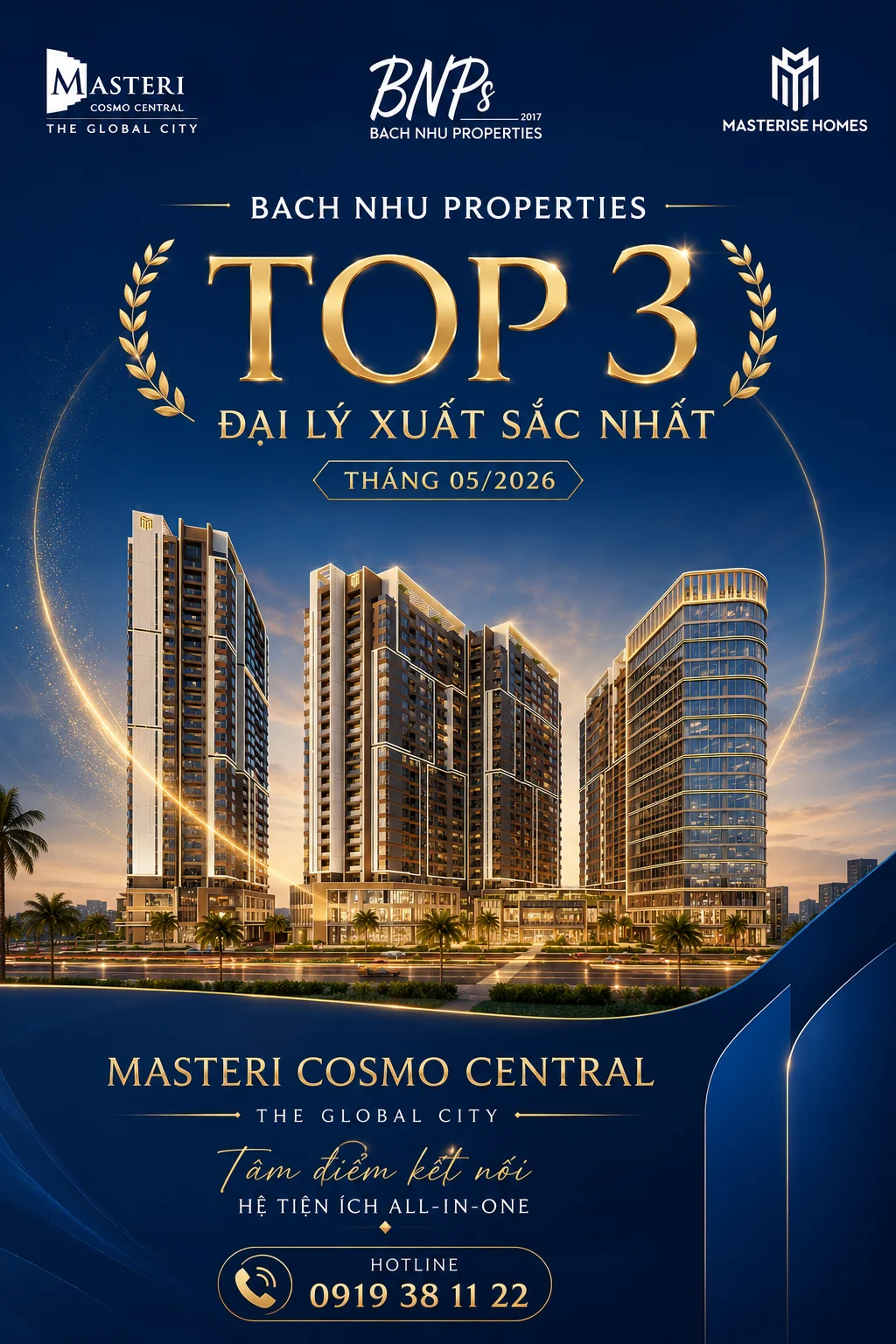 Top 3 đại lý Masteri Cosmo Central T52026 Bách Như Properties khẳng định phong độ đỉnh cao - BNPs