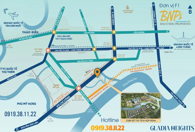 Vị trí Gladia Heights Khang Điền - Bách Như Properties
