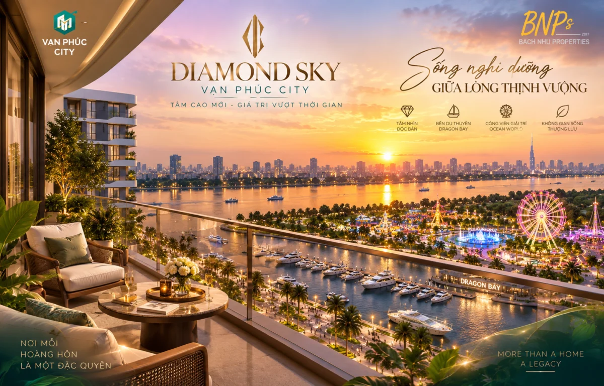 Căn hộ Diamond Sky thừa hưởng trọn vẹn hệ sinh thái xanh và hạ tầng tiện ích triệu đô