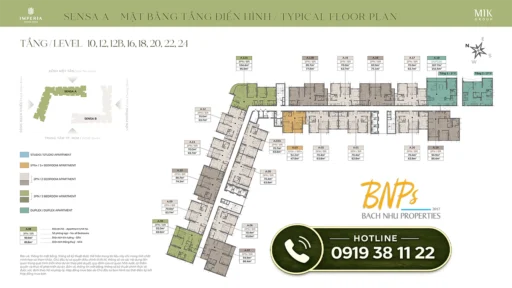 Mặt bằng tầng Imperia Sensa Park tòa A tầng 10 12 12b 16 18 20 24 - Bách Như Properties - BNP's