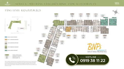 Mặt bằng tầng Imperia Sensa Park tòa A tầng 11 12a 15 17 19 21 23 - Bách Như Properties - BNP's