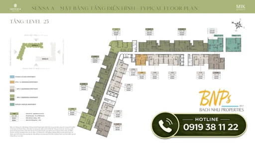 Mặt bằng tầng Imperia Sensa Park tòa A tầng 25 - Bách Như Properties - BNP's
