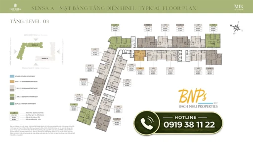 Mặt bằng tầng Imperia Sensa Park tòa A tầng 3 - Bách Như Properties - BNP's