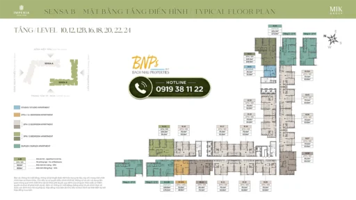 Mặt bằng tầng Imperia Sensa Park tòa B tầng 10 12 12b 16 18 20 22 24 - Bách Như Properties - BNP's