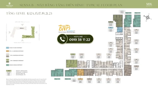 Mặt bằng tầng Imperia Sensa Park tòa B tầng 11 12a 15 17 19 21 23 - Bách Như Properties - BNP's