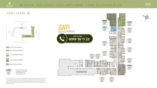 Mặt bằng tầng Imperia Sensa Park tòa B tầng 2 - Bách Như Properties - BNP's