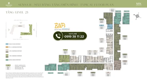 Mặt bằng tầng Imperia Sensa Park tòa B tầng 25 - Bách Như Properties - BNP's