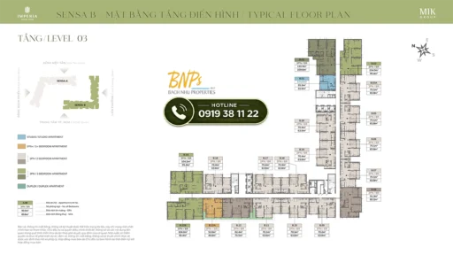 Mặt bằng tầng Imperia Sensa Park tòa B tầng 3 - Bách Như Properties - BNP's