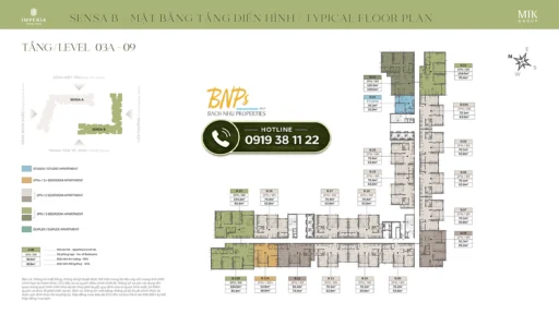 Mặt bằng tầng Imperia Sensa Park tòa B tầng 3a tới 9 - Bách Như Properties - BNP's